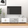 Miniatyrbillede 1 af 6: vidaXL tv-bord 180x31,5x40 cm konstrueret træ hvid -  TV-møbler
