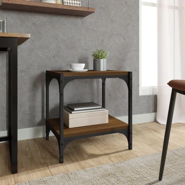 vidaXL Tv-bänk brun ek 40x33x41 cm konstruerat trä och stål -  TV-bänkar