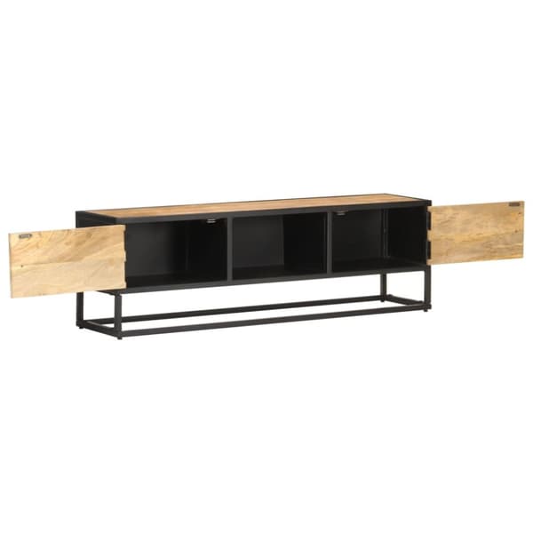 vidaXL TV-bänk med snidad dörr 130x30x40 cm grovt mangoträ -  TV-bänkar