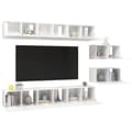 Miniatyrbild 4 av 6: vidaXL TV-skåp 8 delar vit högglans spånskiva -  TV-bänkar