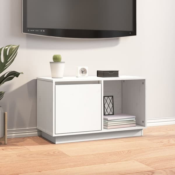 vidaXL tv-bord 74x35x44 cm massivt fyrretræ hvid -  TV-møbler