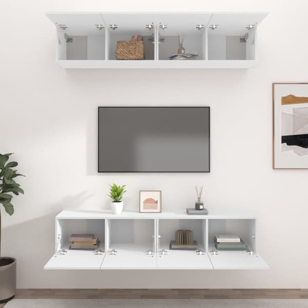 vidaXL tv-skabe 4 stk. 80x30x30 cm konstrueret træ hvid - TV-møbler