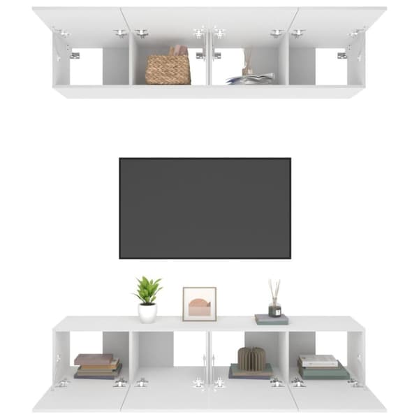 vidaXL tv-skabe 4 stk. 80x30x30 cm konstrueret træ hvid - TV-møbler