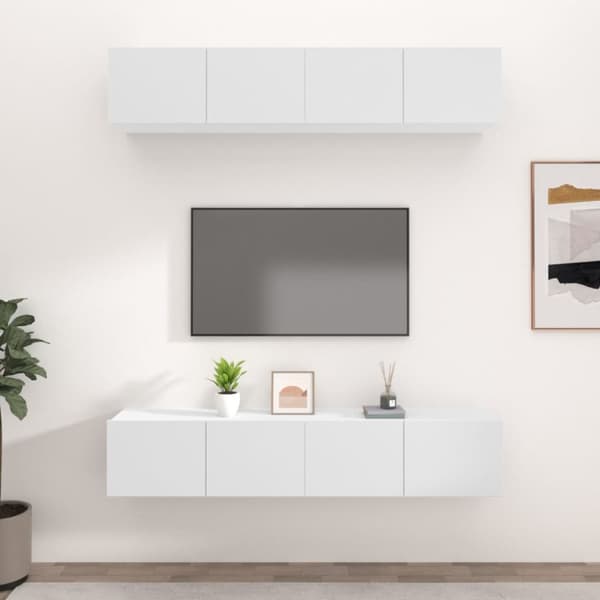 vidaXL tv-skabe 4 stk. 80x30x30 cm konstrueret træ hvid - TV-møbler