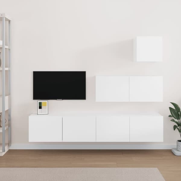 vidaXL Tv-bänk 4 delar vit konstruerat trä -  TV-bänkar