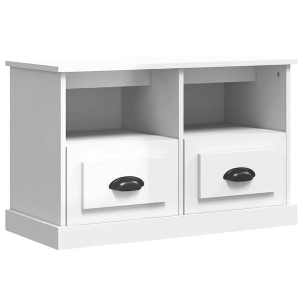 vidaXL tv-bord 80x35x50 cm konstrueret træ hvid højglans -  TV-møbler