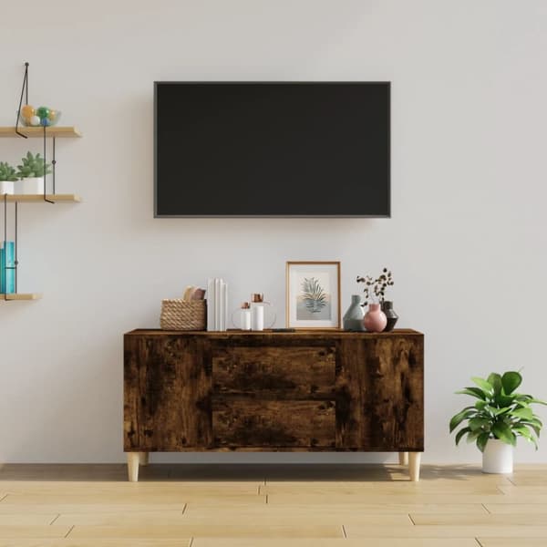 vidaXL tv-bord 102x44,5x50 cm konstrueret træ røget egetræ -  TV-møbler
