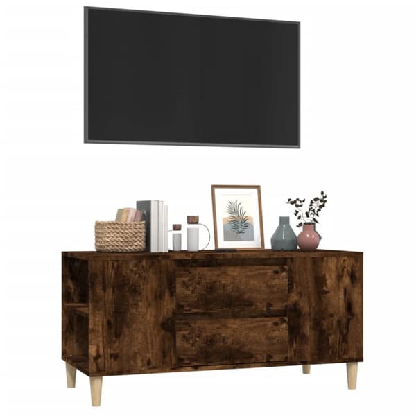 vidaXL tv-bord 102x44,5x50 cm konstrueret træ røget egetræ -  TV-møbler