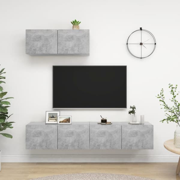 vidaXL TV-skåp 3 delar betonggrå konstruerat trä - TV-bänkar