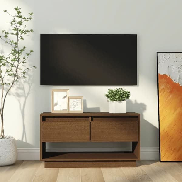 vidaXL Tv-bänk honungsbrun 74x34x40 cm massiv furu - TV-bänkar