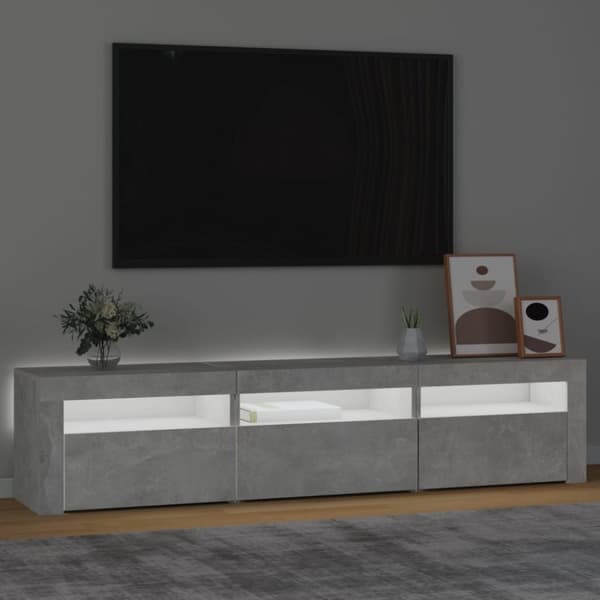 vidaXL Tv-bänk med LED-belysning betonggrå 180x35x40 cm - TV-bänkar