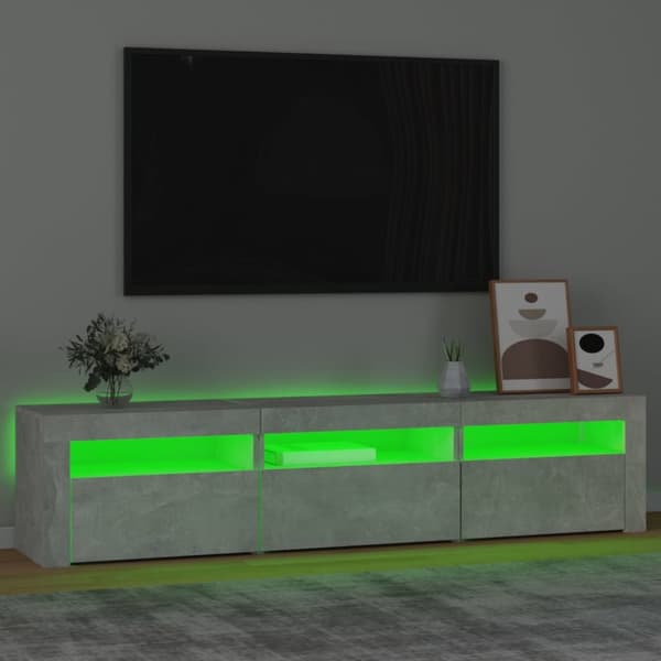 vidaXL Tv-bänk med LED-belysning betonggrå 180x35x40 cm - TV-bänkar