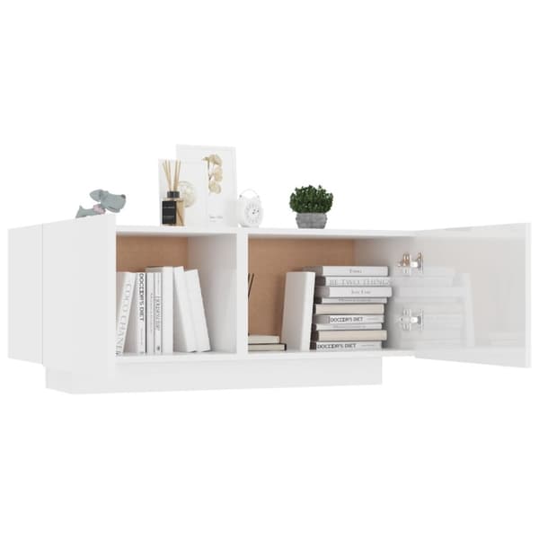 vidaXL tv-bord 100x35x40 cm konstrueret træ hvid højglans -  TV-møbler