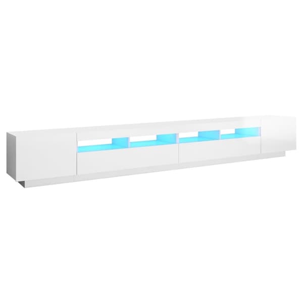 vidaXL TV-bänk med LED-belysning vit högglans 300x35x40 cm -  TV-bänkar