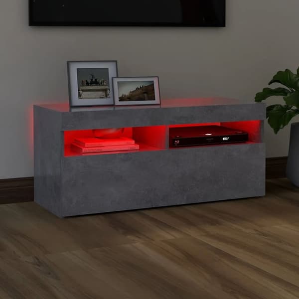 vidaXL TV-taso LED-valoilla betoninharmaa 90x35x40 cm - TV-tasot