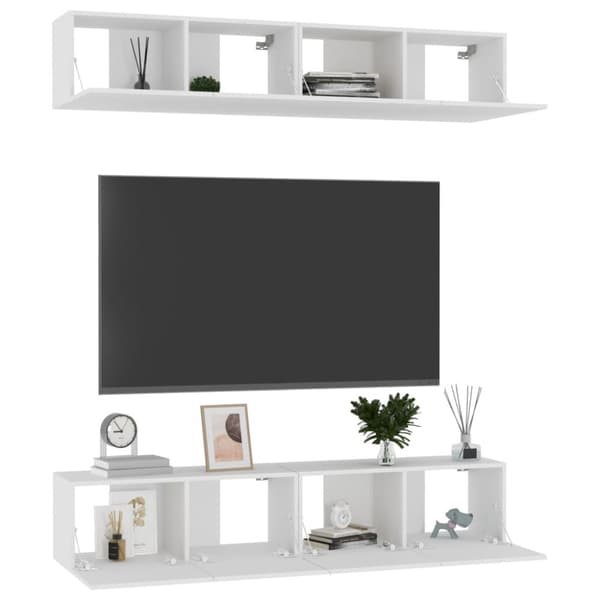 vidaXL tv-skabe 4 stk. 80x30x30 cm konstrueret træ hvid - TV-møbler