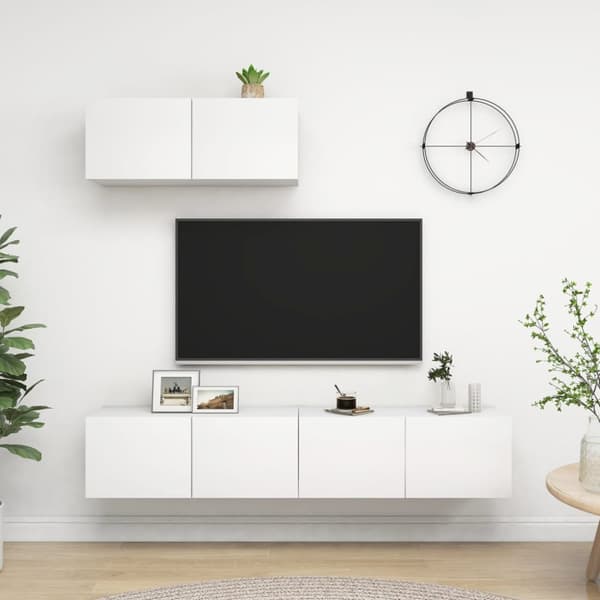 vidaXL Tv-skåp 3 delar vit konstruerat trä -  TV-bänkar