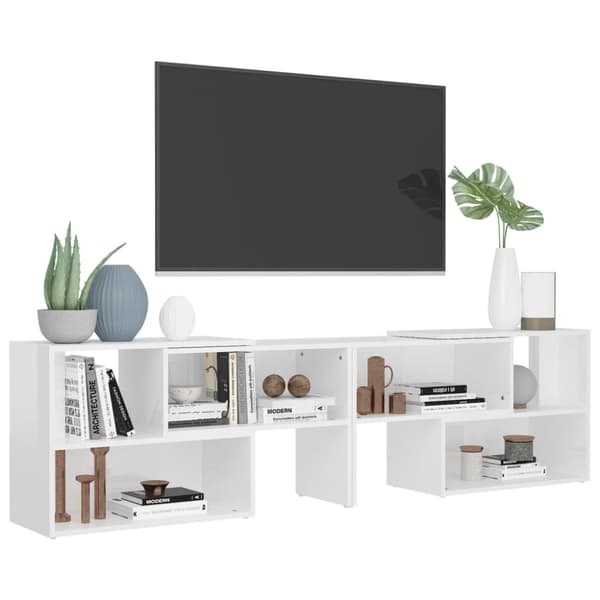 vidaXL tv-skab 149x30x52 cm spånplade hvid højglans - TV-møbler