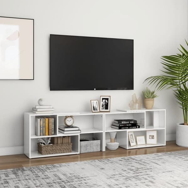 vidaXL tv-skab 149x30x52 cm spånplade hvid højglans - TV-møbler