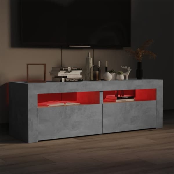 vidaXL TV-bänk med LED-belysning betonggrå 120x35x40 cm - TV-bänkar