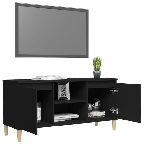 vidaXL TV-bänk med massiva ben svart 103,5x35x50 cm -  TV-bänkar