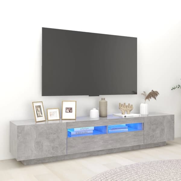 vidaXL tv-skab med LED-lys 200x35x40 cm betongrå -  TV-møbler
