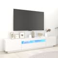 Miniatyrbild 1 av 6: vidaXL TV-bänk med LED-belysning vit högglans 200x35x40 cm -  TV-bänkar