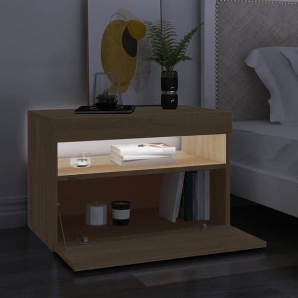 vidaXL tv-bord med LED-lys 60x35x40 cm sonoma-eg -  TV-møbler