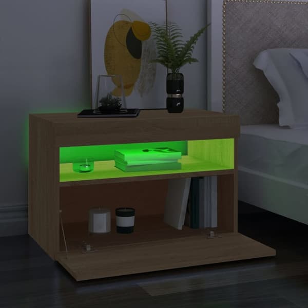 vidaXL tv-bord med LED-lys 60x35x40 cm sonoma-eg -  TV-møbler