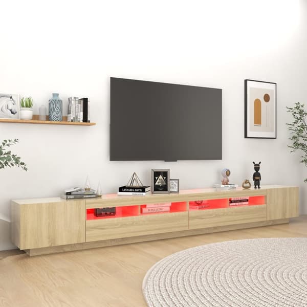 vidaXL tv-skab med LED-lys 300x35x40 cm sonoma-eg - TV-møbler