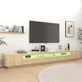 Miniatyrbillede 6 af 6: vidaXL tv-skab med LED-lys 300x35x40 cm sonoma-eg -  TV-møbler