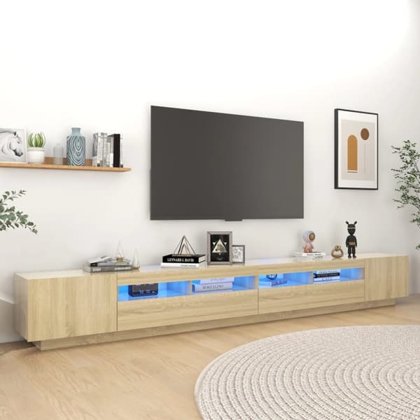 vidaXL tv-skab med LED-lys 300x35x40 cm sonoma-eg - TV-møbler