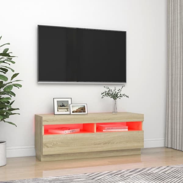 vidaXL tv-bord med LED-lys 100x35x40 cm sonoma-eg -  TV-møbler