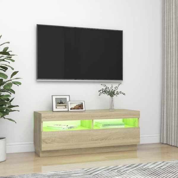 vidaXL tv-bord med LED-lys 100x35x40 cm sonoma-eg -  TV-møbler