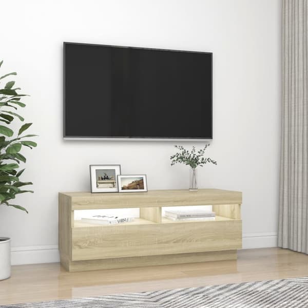 vidaXL tv-bord med LED-lys 100x35x40 cm sonoma-eg -  TV-møbler