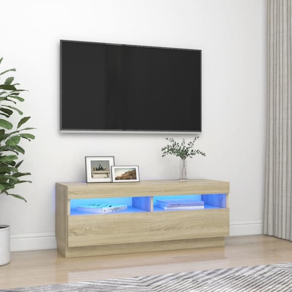 vidaXL tv-bord med LED-lys 100x35x40 cm sonoma-eg -  TV-møbler