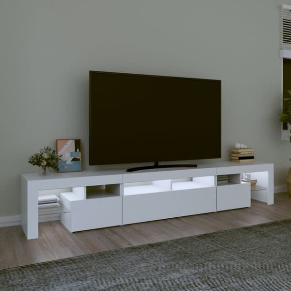 vidaXL Tv-bänk med LED-belysning vit 230x36,5x40 cm - TV-bänkar