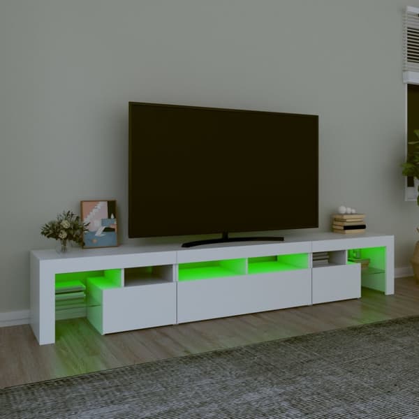 vidaXL Tv-bänk med LED-belysning vit 230x36,5x40 cm - TV-bänkar