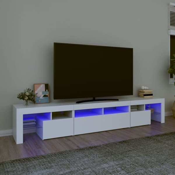 vidaXL Tv-bänk med LED-belysning vit 230x36,5x40 cm -  TV-bänkar