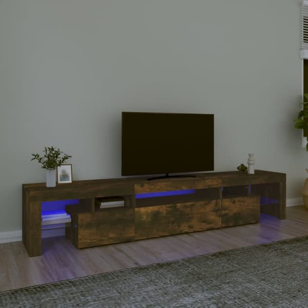 vidaXL Tv-bänk med LED-belysning rökfärgad ek 215x36,5x40 cm -  TV-bänkar