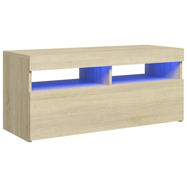 vidaXL tv-bord med LED-lys 90x35x40 cm sonoma-eg - TV-møbler