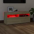 Miniatyrbillede 6 af 6: vidaXL tv-bord med LED-lys 90x35x40 cm sonoma-eg -  TV-møbler