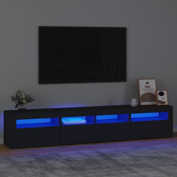 vidaXL tv-skab med LED-lys 210x35x40 cm sort - TV-møbler