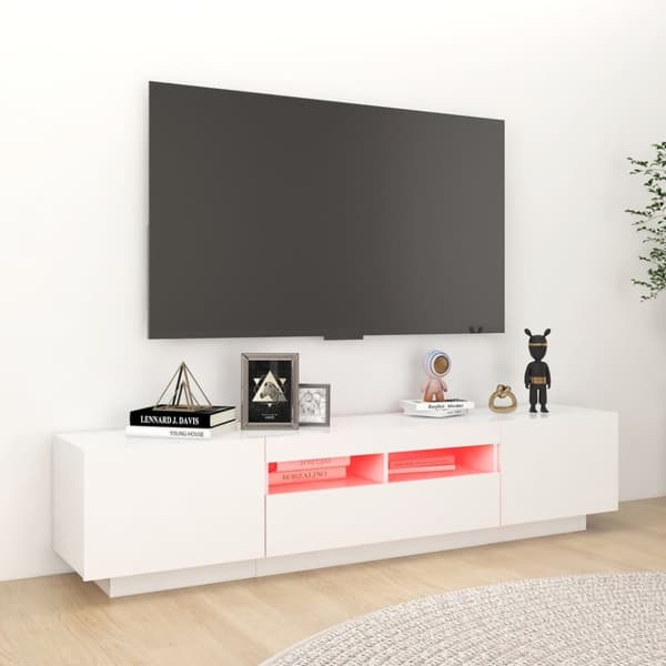 vidaXL TV-bänk med LED-belysning vit 180x35x40 cm -  TV-bänkar