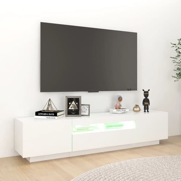 vidaXL TV-bänk med LED-belysning vit 180x35x40 cm -  TV-bänkar