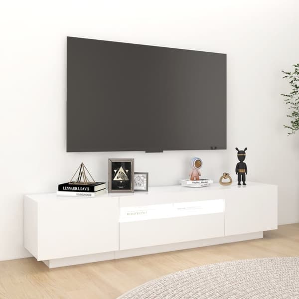 vidaXL TV-bänk med LED-belysning vit 180x35x40 cm -  TV-bänkar