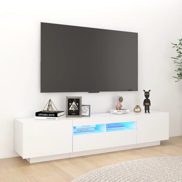 vidaXL TV-bänk med LED-belysning vit 180x35x40 cm -  TV-bänkar
