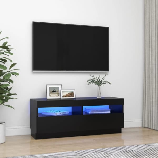vidaXL tv-skab med LED-lys 100x35x40 cm sort -  TV-møbler