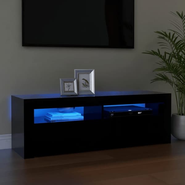 vidaXL tv-bord med LED-lys 120x35x40 cm sort -  TV-møbler