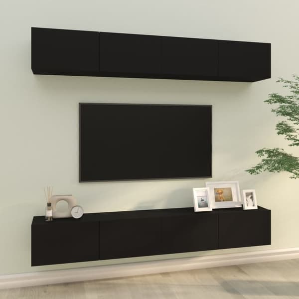vidaXL TV-seinäkaapit 4 kpl musta 100x30x30 cm - TV-tasot